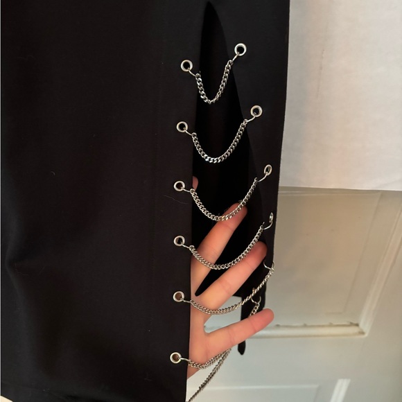 NBD Sweet November One Shoulder Silver Chain High Slit Little Black Dress sz S - Picture 6 of 13